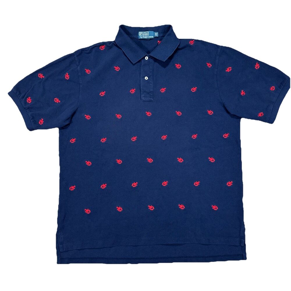 Polo Ralph Lauren Shirt Mens XLT Embroidered Lobster Preppy Classic Vintage Dad